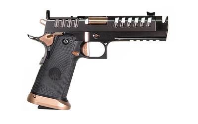 watchtower firearms, apache, semi automatic, 9mm, 4.6" threaded barrel with compensator, pvd finish, copper and graphite, optics ready, fiber optic...