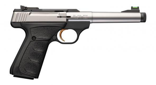 browning buck mark camper sr 22 lr 10+1 5.90" stainless threaded bull barrel, matte black aluminum receiver, black overmolded ufx grip