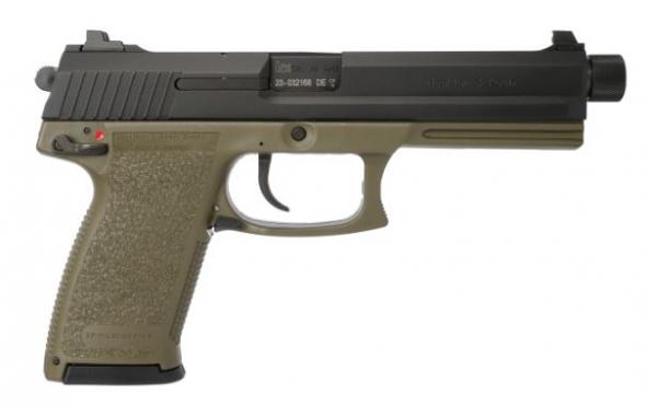 h&k, mark 23, semi automatic, 45 acp, 5.87" threaded barrel, black/od green finish, decocker and ambidextrous safety, right hand, 12 round capacity