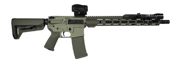 shark coast tactical grassy knoll bundle 5.56 nato 30+1 16" black melonite threaded barrel, 2-tone green cerakote aluminum receiver w/picatinny rail,...