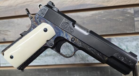 caspian arms / dave simcik gun works (dsgw) custom hand-engraved gov model .38 super