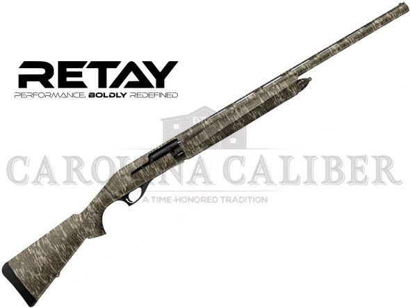 retay usa, masai mara inertia plus, 12 gauge, 3.5" chamber, 26" barrel, 4 round capacity, mossy oak new bottomland stock
