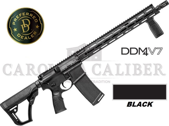 daniel defense, ddm4v7, semi automatic, 5.56 nato, 16" threaded barrel, matte black finish, daniel defense furniture, mfr xs 15" handguard, 32 round...