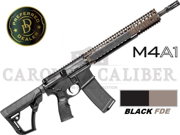 daniel defense, m4a1 semi-automatic ar, 223 rem/556nato, 14.5" hammer forged barrel (16" oal with pinned brake), carbine length gas system, flat dark...