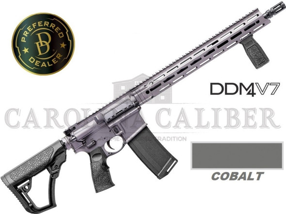 daniel defense, ddm4 v7, ar-15, 5.56 nato, 16" cold hammer forged barrel, dd improved flash suppressor, mid-length gas system, cobalt, daniel defense...