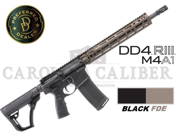 daniel defense, m4a1 riii, ar-15, 5.56 nato, 14.5" pinned flash suppressor (16" oal) cold hammer forged barrel, anodized finish, black, daniel...