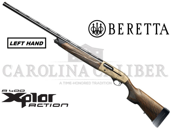 beretta a400 xplor action semi auto shotgun left handed 12 gauge 28" vent rib barrel 4 rounds 3" chamber bronze receiver wood stock j40ak18l