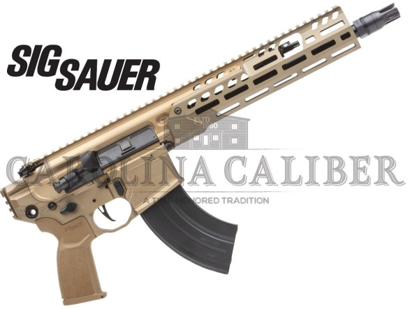 sig sauer, mcx spear-lt, semi-automatic pistol, 7.69x39, 11.5" barrel, anodized finish, coyote, flat blade match trigger, 10" lightweight ergonomic...