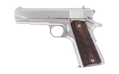 tisas, 1911 tank commander, semi automatic, 45 acp, 4.25" barrel, nickel finish, fixed sights, wood grips, manuel safety, right hand, 7 round...