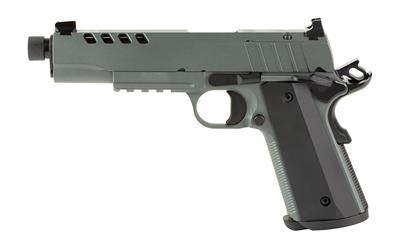 tisas, 1911 night stalker sf, semi automatic, 10mm, 5.5" threaded barrel, platinum gray cerakote finish, fixed sights, optic cut, ambidextrous, 8...