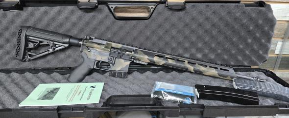alexander arms aar-15 hunter 6.5 grendel  custom woodlands camo cerakote | ergo grip | velocity trigger | full pic rail