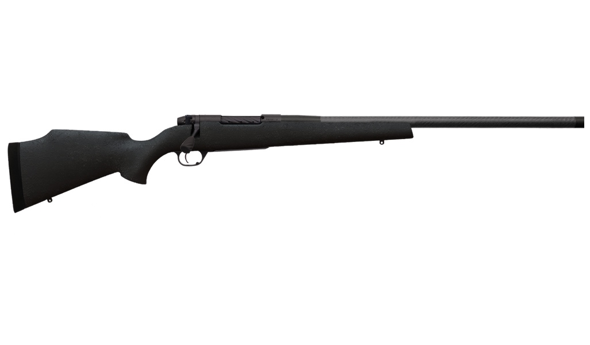 weatherby, mark v carbonmark, bolt action, 6.5 weatherby rpm, 24" barrel, black cerakote finish, black synthetic stock, right hand, 4 round capacity