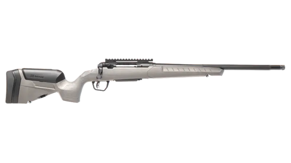 savage arms, 110 trail blazer, bolt action, 6.5 prc, 22" fluted threaded barrel, black cerakote finish, gray synthetic stock, right hand, 2 round...