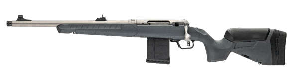 savage arms, 110 ridge hunter, bolt action, 450 bushmaster, 18" threaded barrel, stainless steel finish, adjustable sights, gray synthetic stock,...