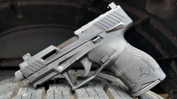 taurus, tx22, striker fired, semi-automatic, polymer framed pistol, compact, 22 lr, 3.5" threaded barrel, matte finish, black, ramp front/adjustable...