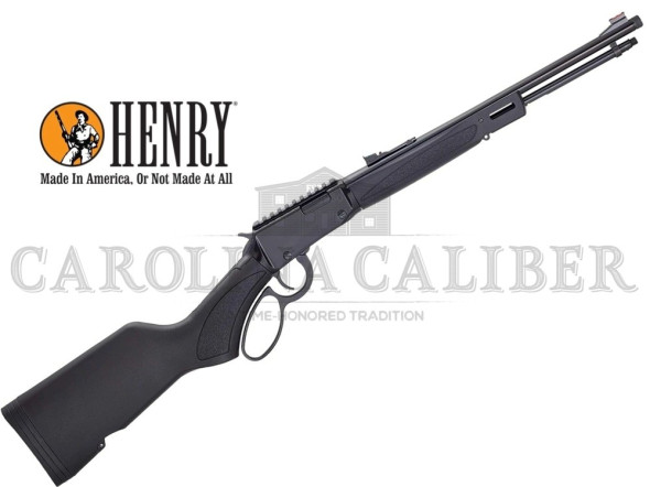 henry repeating arms, h1 x model, lever action rifle, 22lr, 16.5" threaded barrel, 1/2x28 thread pitch, round blued steel, synthetic stock, black,...