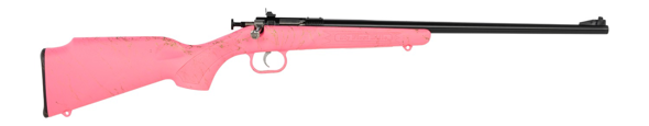 keystone sporting arms, crickett, generation 2, bolt action rifle, single shot, youth, 22lr, 16.125" barrel, blued finish, pink synthetic stock with...