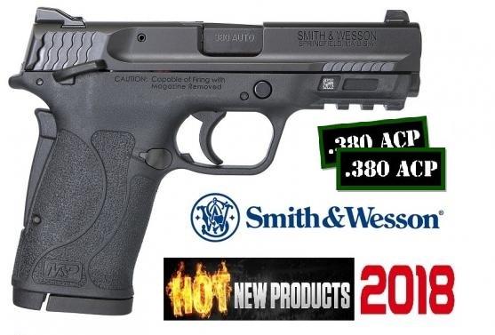 HOT 2018!! S&W M&P Shield EZ .380 ACP 3.6 Inch Barrel Black Finish Polymer Frame White Dot Front Sight Adjustable White Dot Rear Sight Manual Thumb Safety 8 Round