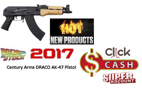Century US Draco AK-47 Pistol, 762X39, 10.5" Barrel, Steel Frame, Black Finish, 30Rd, 1 Magazine Included