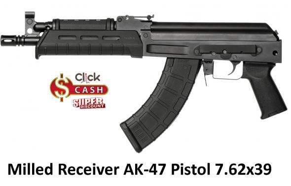 Century Milled Receiver C39 Micro Pistol, DRACO Type, Semi-automatic, 762X39, 10.6" Barrel, 30Rd, Steel Frame, Black Finish, Black Grip, 1 Magazine HG3788-N