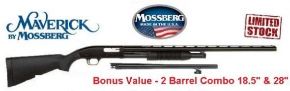 Maverick 88 12GA Combo - Two Barrel Set 18.5" & 28" Synthetic Hunting and Defense