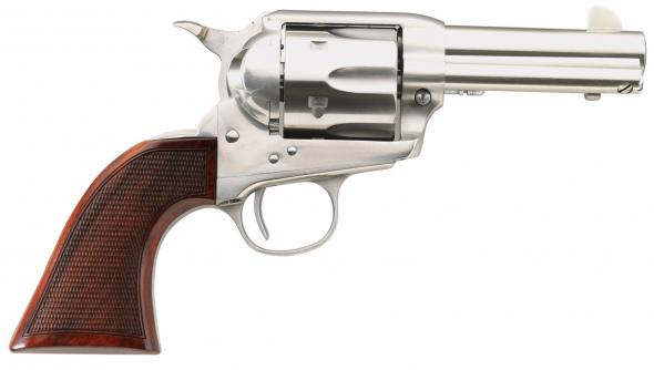 taylors firearms, the runnin'' iron .45 lc single action revolver 3.5" barrel 6 rounds checkered walnut grips stainless steel finish