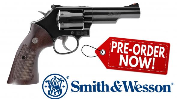 Smith & Wesson Classic 19, Revolver, 357 Mag, 38 Special, 4.25" Stainless Steel Barrel, Carbon Steel Frame, Blue Finish, Wood Grips, 6Rd, 37.2 oz, Red Ramp Front Sight, Adjustable Rear Sight