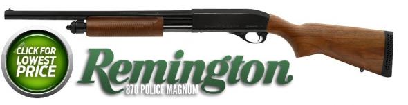Remington 870 Police Serier 12 Gauge 18 Inch Barrel Blue Finish Bead Sights Wood Stock 4 Round