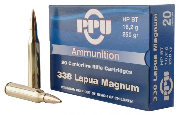 PPU PP338H Standard Rifle 338 Lapua Magnum 250 GR Hollow Point Boat Tail 10 Rounds Per Box