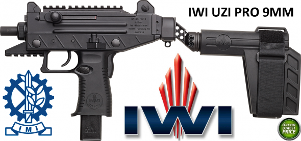 IWI Uzi Pro Pistol With Folding Stablizing Brace 9mm 4.5 Inch Barrel Adjustable Sights Picatinny Rails Three Safeties 25 Round