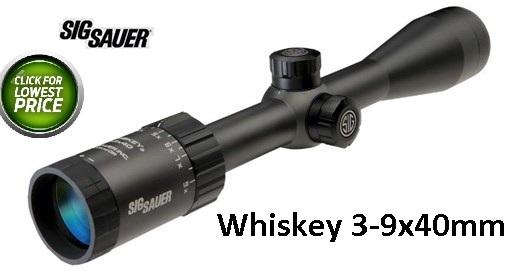 SIG Sauer Whiskey3 3-9x40 Rifle Scope QuadPlex Non-Illuminated Reticle 1" Tube .25 MOA Adjustment Second Focal Plane Matte Black Finish