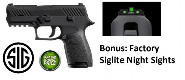 SIG P320 Carry Striker .45ACP 3.9 Inch Barrel Siglite Night Sights Black Nitron Slide Finish 10 Round - POC Unit