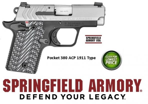 Springfield, 911, Semi-Auto, 380 ACP, 2.7" Barrel, 7+1 Round, G10 Grips, Black Melonite Frame & Stainless Slide