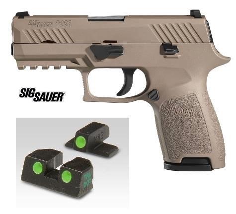 Sig Sauer, P320 Compact, Striker Fired, Compact, 9MM, 3.9" Barrel, Polymer Frame, Flat Dark Earth Finish, Night Sights, 15Rd, 2 Magazines