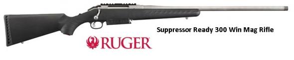 RUGER STAINLESS THREADED BARREL AMERICAN RIFLE MAGNUM 300 WIN MAG SUPPRESSOR READY