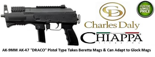DRACO Type AK-9 9mm Luger Semi Auto Pistol 6.3" Barrel 10 Rounds Polymer Handguard Steel Black