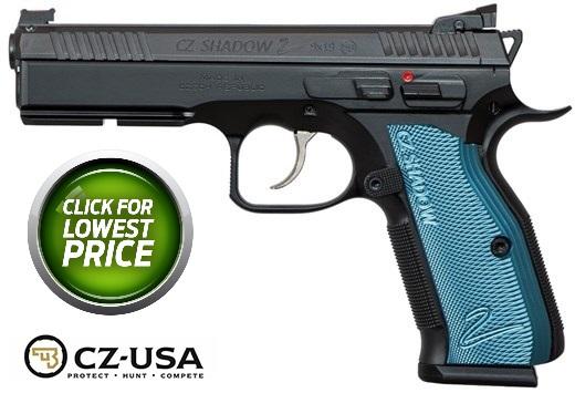 CZ-USA, SP-01 Shadow 2 Single/Double 9mm Luger 4.8" Barrel, 17+1 Round, Blue Aluminum Grip Black Nitride