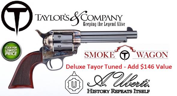 Taylors Firearms, The Smoke Wagon Deluxe 45LC 5.5" 6rd Walnut Grip CH Blue
