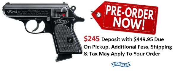 PO Deposit Only: Walther Model PPK .380 ACP 3.3 Inch Barrel Black Frame Black Grips 6 Round