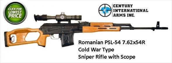 Hot & New 2018!! Century Arms, PSL54, Semi-automatic Rifle, 7.62x54R, 24.4" Barrel, 4X24mm Scope, Thumbhole Wood Stock, 1 10 Round Magazine