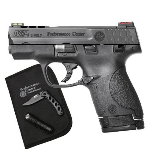 S&W M&P Performance Center Shield 9MM Carry Package 3.1" Ported Barrel, Thumb Safety w Knife & Flashlight
