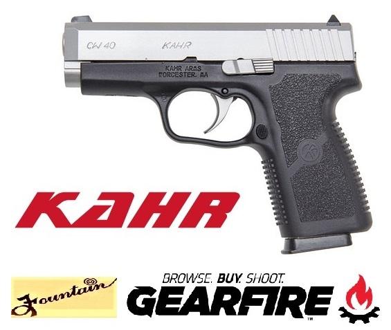 Kahr Arms CW40 Semi Automatic Handgun .40 S&W 3.6" Barrel 6 Rounds Polymer Frame Matte Stainless Steel Slide White Bar Dot Sights CW4043