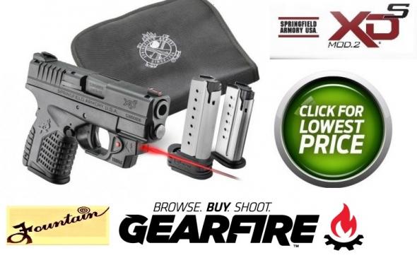 $140+ Extras & Springfield XDS 45ACP 3.3' BBL Combo Deal with Viridian Laser, Zipper Case & Two 5 RD Mags