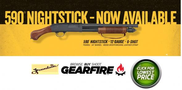 Mossberg 590 Shockwave "Night Stick" 12 Gauge 14.375" Barrel, 5+1 Round, Walnut Pistol Grip