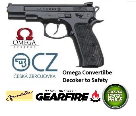 CZ 75 B Omega Convertible 9mm 4.6 Inch Barrel Fixed 3-Dot Sights Decocker/Safety Black Grips 16 Round
