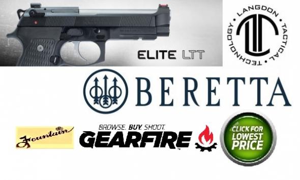 Beretta "Custom Langdon Tactical" 92G Elite LTT 9mm Luger Single/Double 4.7" 15+1 Black Polymer Grip Black Steel Frame Black Slide