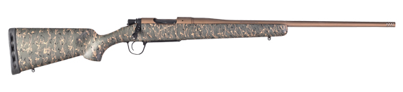 christensen arms, mesa, bolt action, 6.5 prc, 24" barrel, 4+1 round, carbon fiber composite,grn w/blk & tan webbing