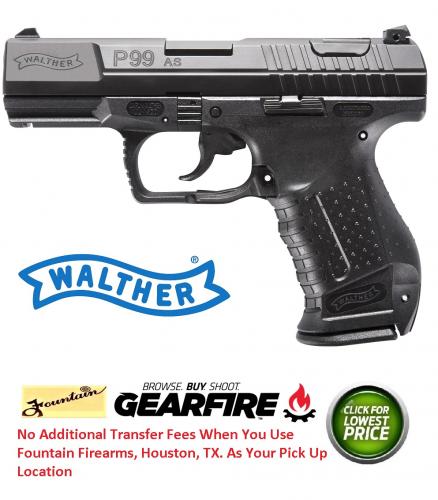 Walther P99 AS 9mm 4 Inch Barrel Black Finish Anti-Stress Trigger Picatinny Rail 15 Round