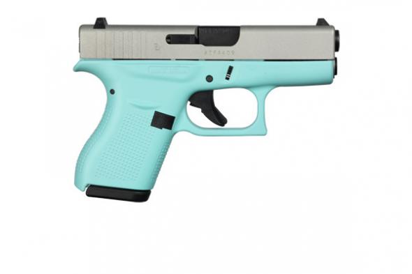 glock, g42, gen5, safe action, 380 acp, 3.26" barrel, 6+1 rounds, cerakote robins egg blue