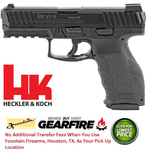 Heckler & Koch, 700009LEA5 VP9 Double 9mm 4.09" 15+1 Black Interchangeable Backstrap Grip Black